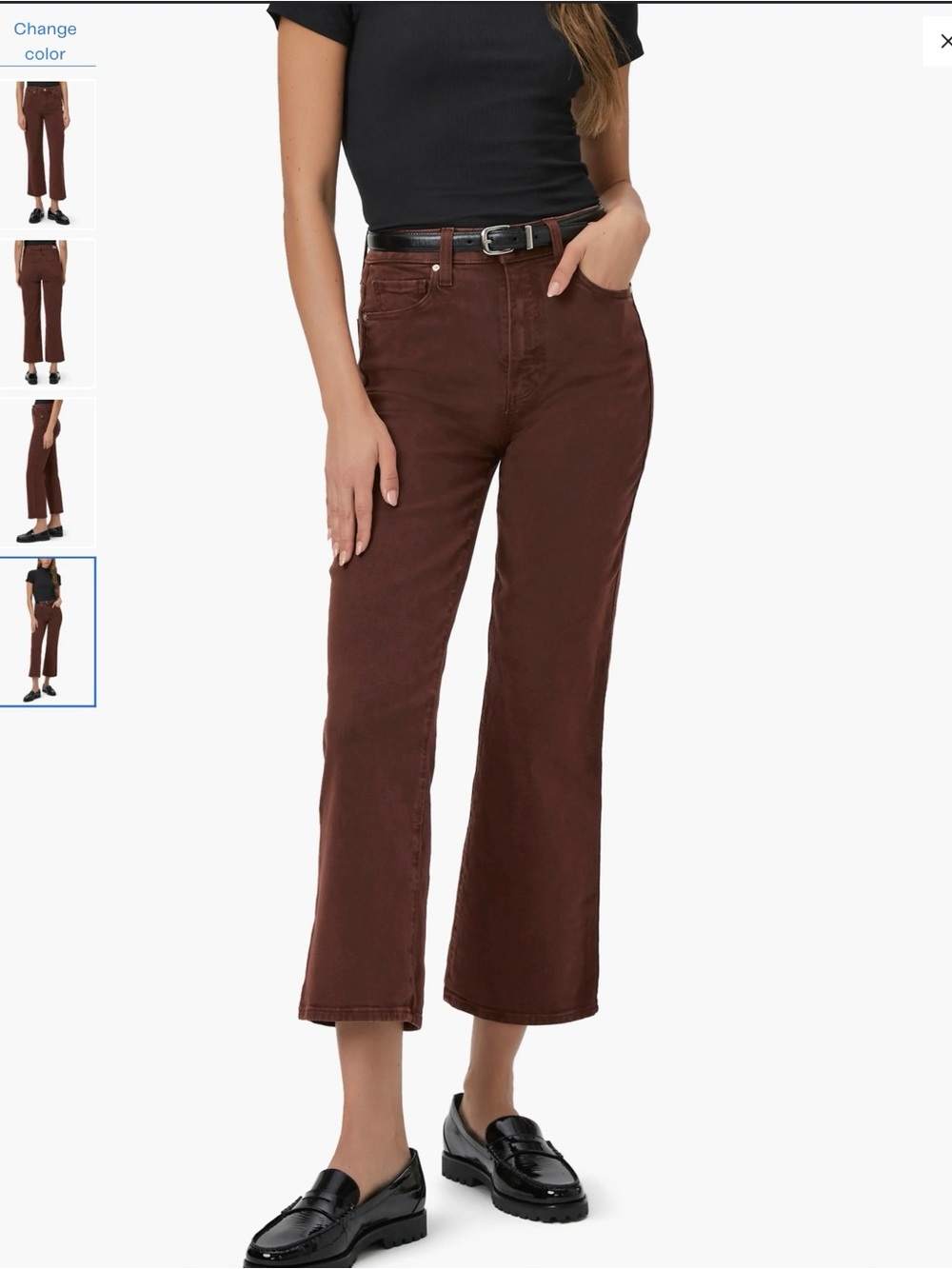 PAIGE Brown Cropped Straight Jeans